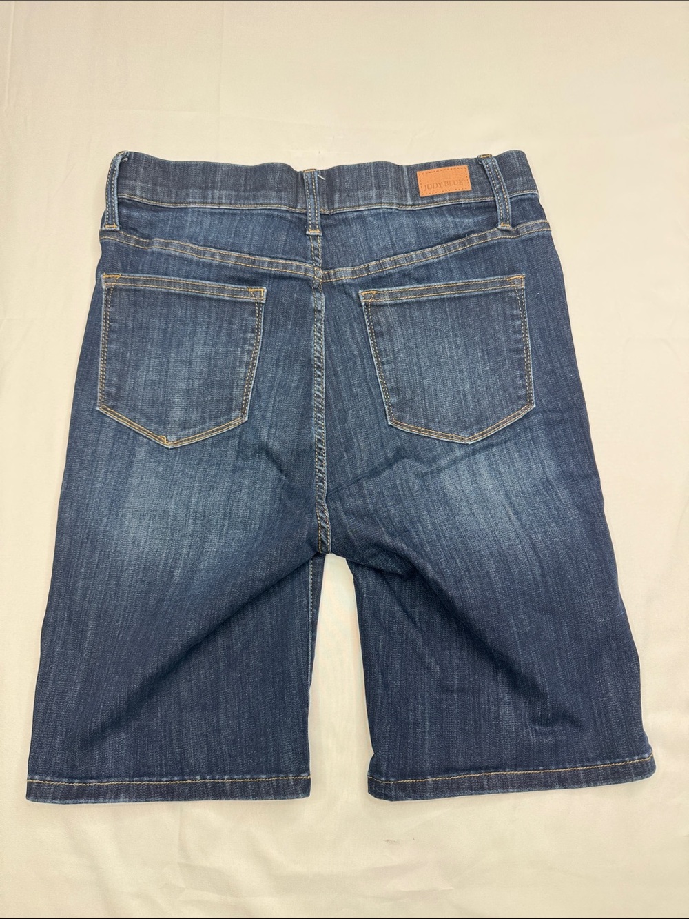 Judy Blue Dark Indigo Women's Denim Bermuda Shorts size large L pull on stretch - Picture 8 of 8
